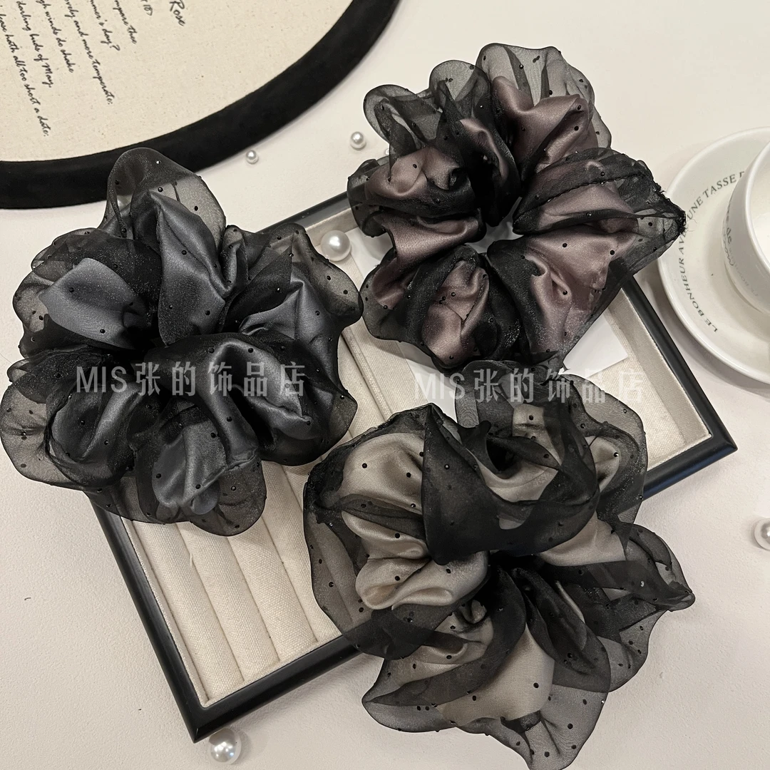 帛妃缎面烫钻双层气质优雅百搭简约大肠发圈发绳大肠发圈网红款