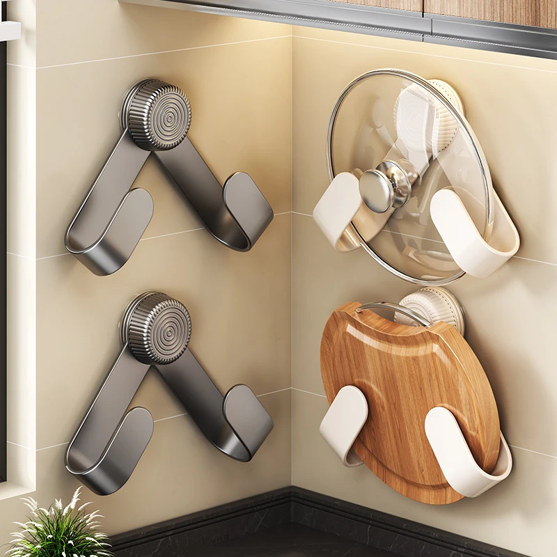 吸盘锅盖架家用壁挂免打孔厨房置物架多功能无痕新款砧板架收纳架