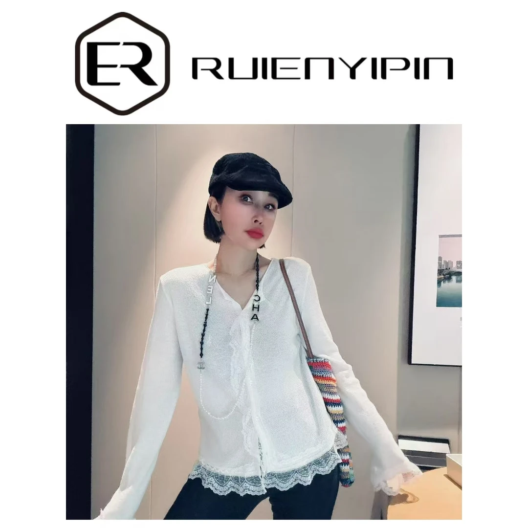 6944#蕾丝花边长袖T