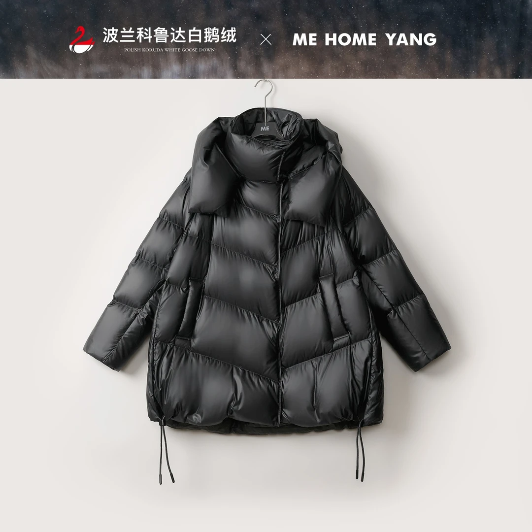 ME【波兰进口科鲁达黑钻抽绳一手长系列】白鹅绒保暖羽绒服MEQA3878