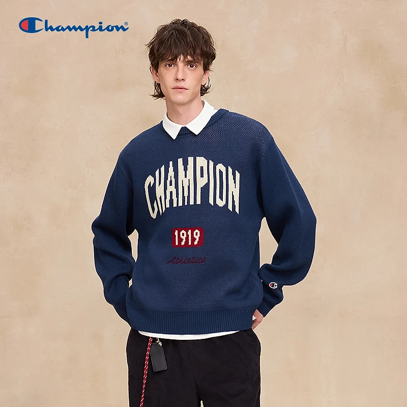 Champion冠军休闲百搭时尚情侣潮流宽松圆领撞色针织衫U5CKNSU003