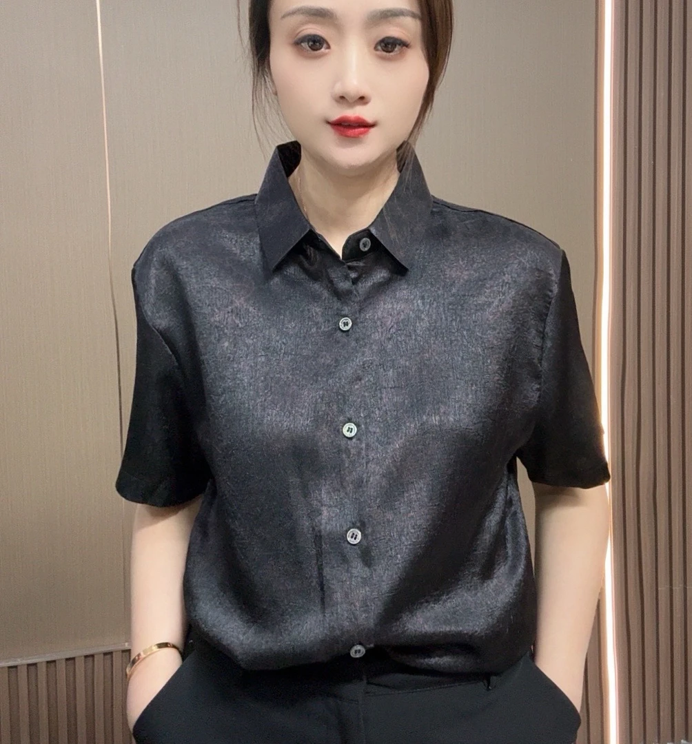 【苏杭桑蚕丝】2025夏季男士高档休闲新款设计师款 桑蚕丝短袖衬衫