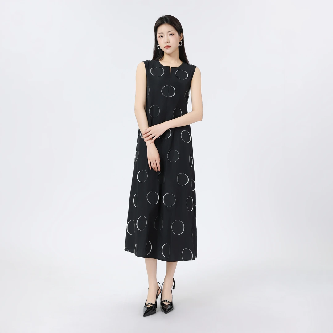 AMASS/阿玛施 新款时尚气质法式波点设计中长款连衣裙550005