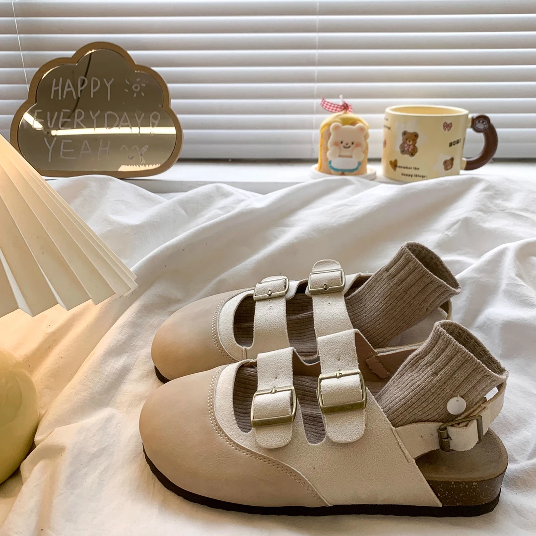 【万象撤柜】厚底勃肯鞋女夏2025新款罗马凉鞋外穿复古百搭包头半拖