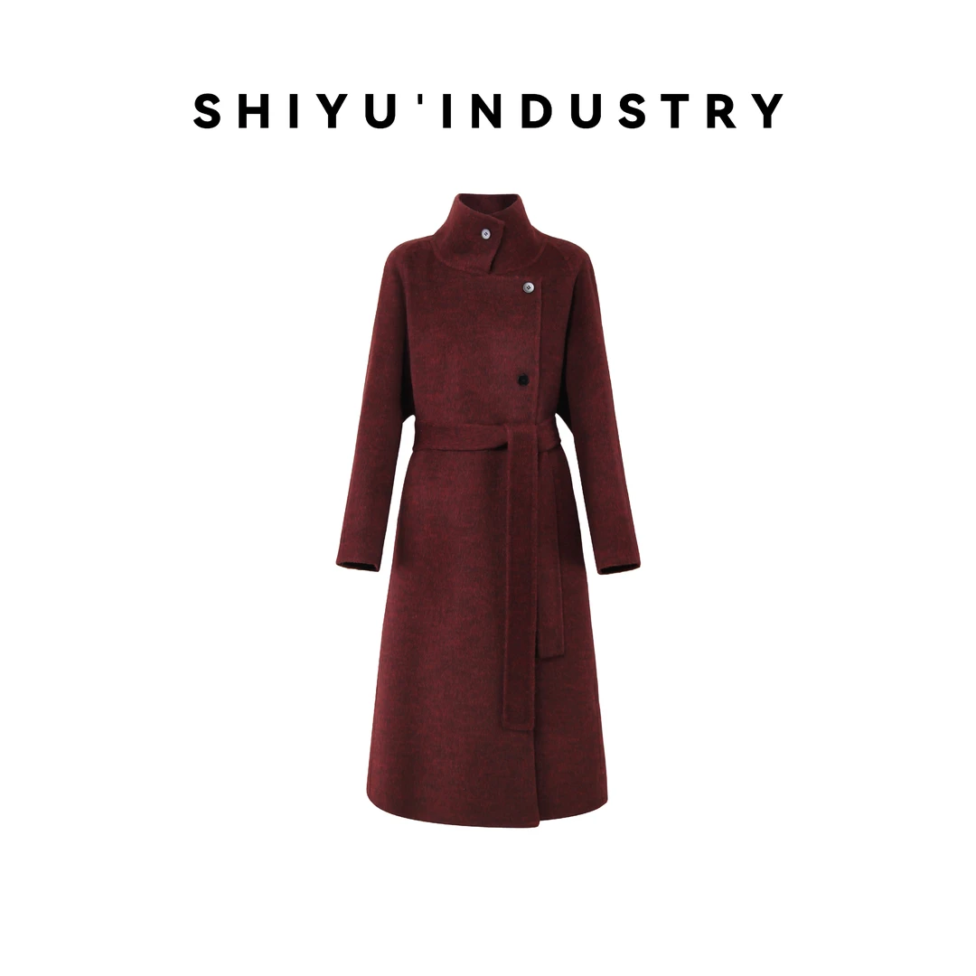秋冬外套立领大衣长款双面牦牛绒羊毛气质大衣