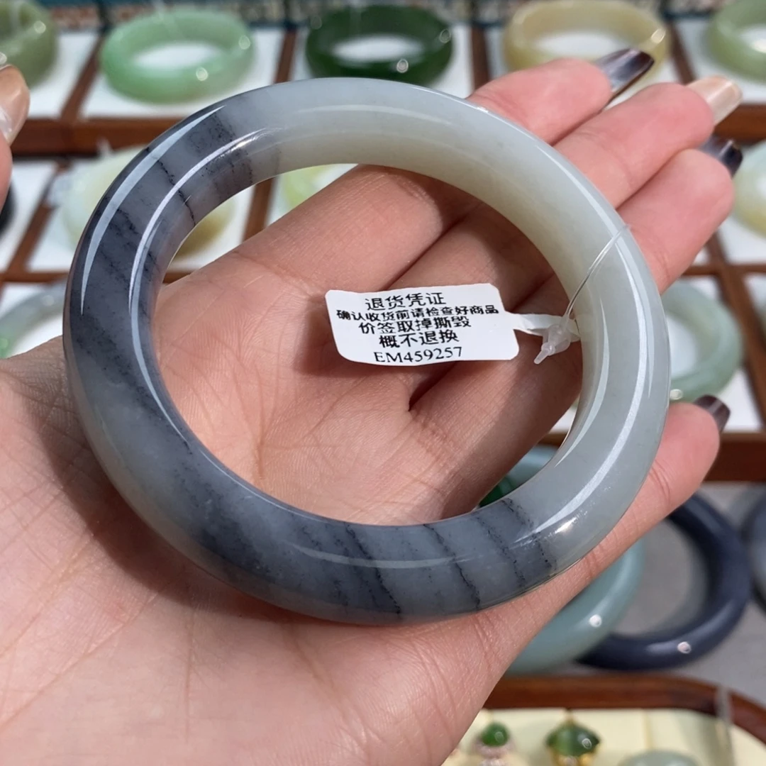 和田玉未镶嵌手镯籽青花半山水57/58