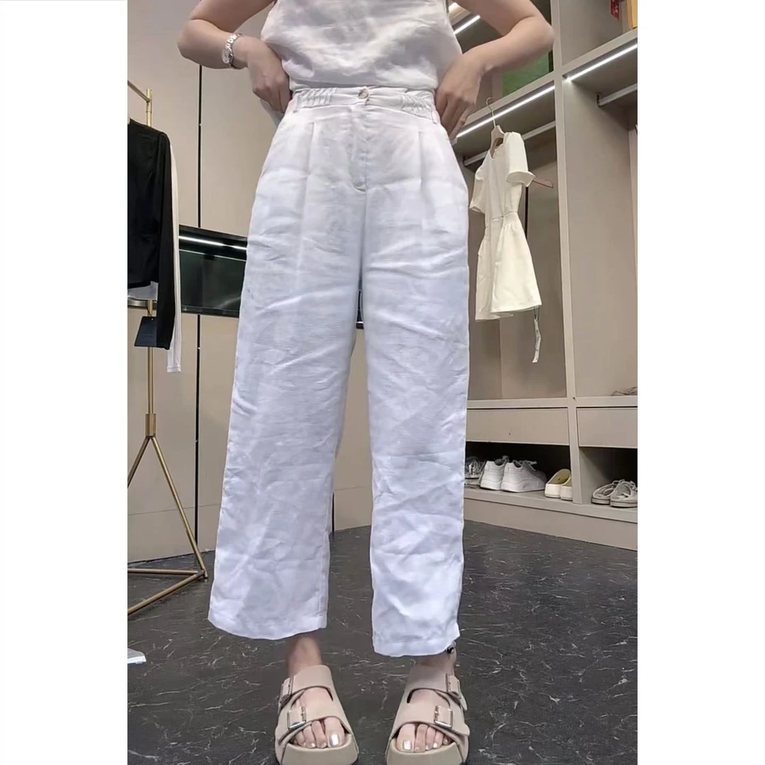 艾塔莉直筒裤高腰夏季薄款垂感阔腿裤休闲裤时尚纯色百搭休闲风女