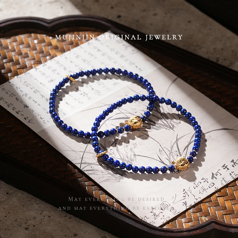 【木槿槿 吒儿】天然青金石手串女款时尚手链小众TT3464多样性发一