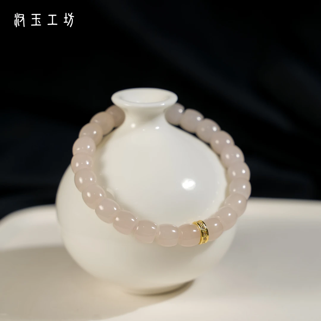 汉玉工坊 藕粉直切手串 天然和田玉 颜色多样性发一