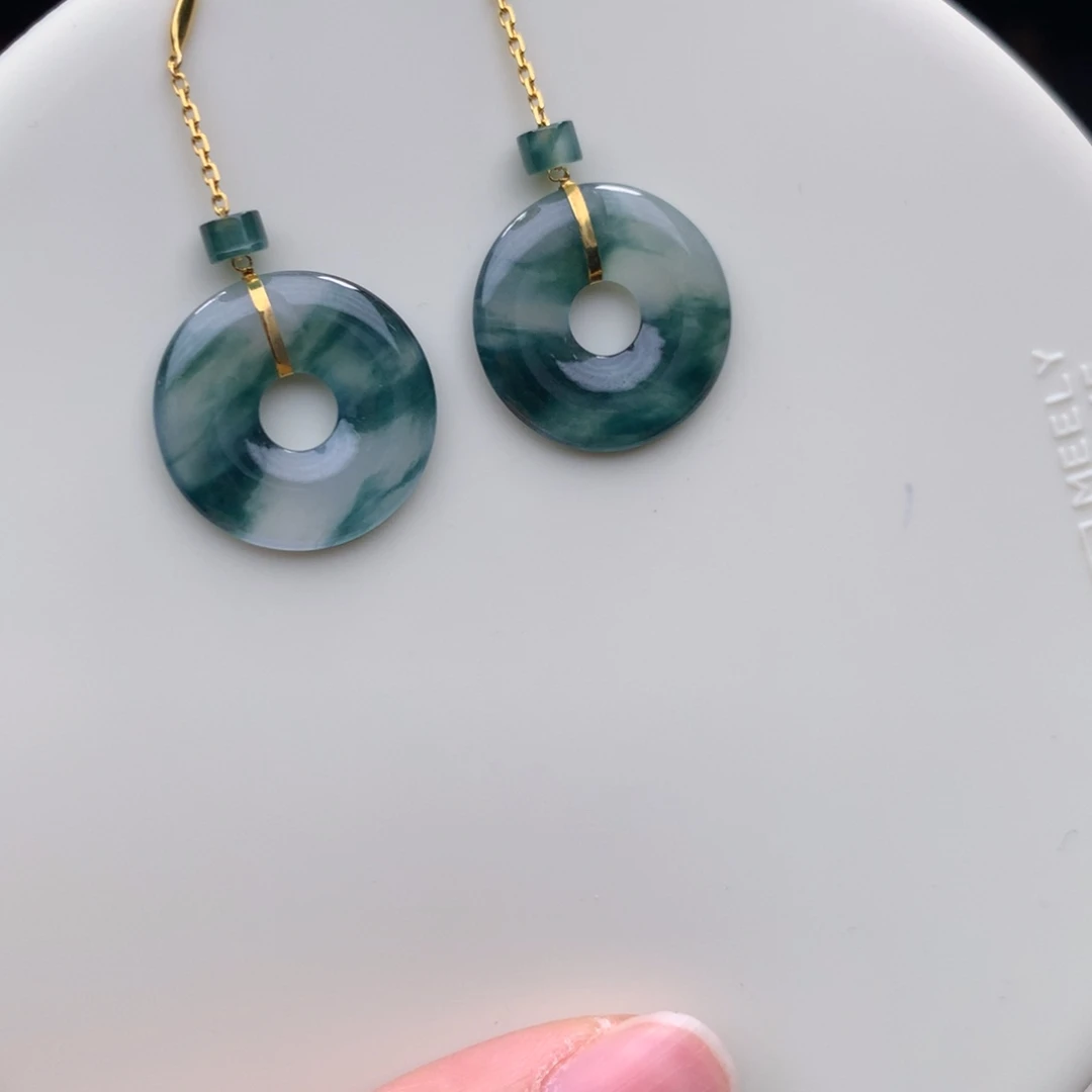 翡翠18K金镶嵌挂件48小时鉴赏期  退货不扣服务费