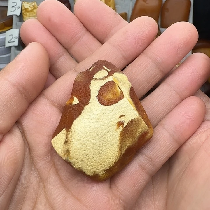 蜜蜡未镶嵌裸石天然蜜蜡金白原石吊坠