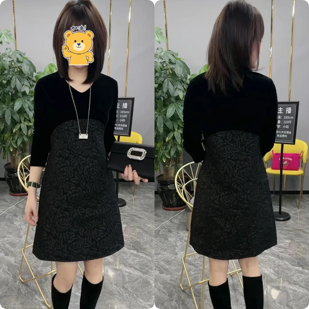 2025秋季新款时尚修身显瘦款女气质网红洋气连衣裙百搭款G6448