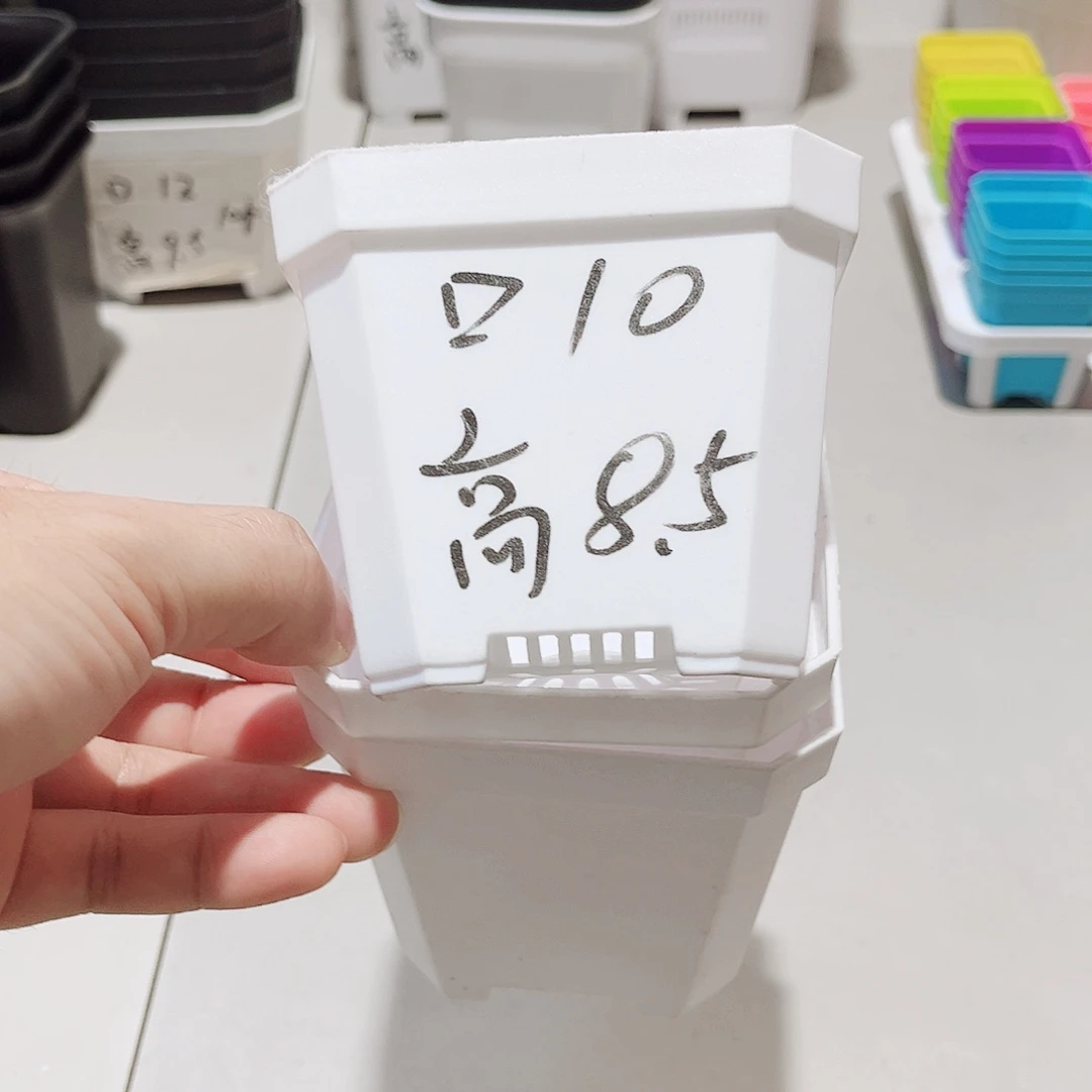 加厚斜角口10高8.5白方盆15个无托