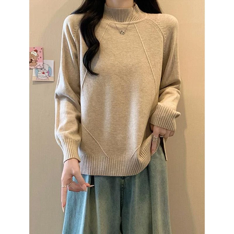 【万达撤柜】胖妹秋冬裹腹修身女装半高领针织内层衬衫大码长袖减龄