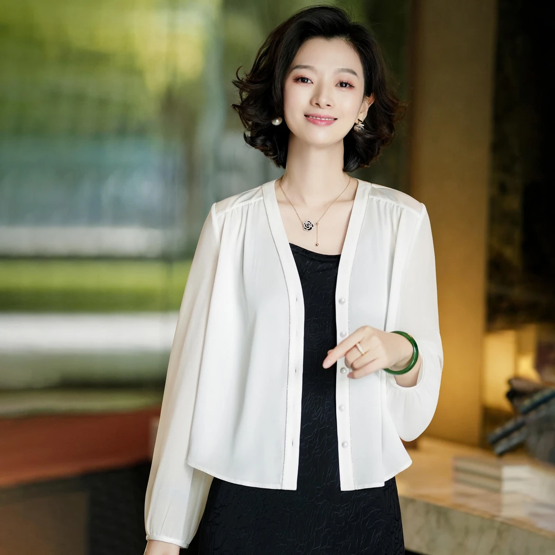 西子/【抚云间】重磅醋酸凉感长袖spf高温遮阳白色防晒衣/WTTJ101