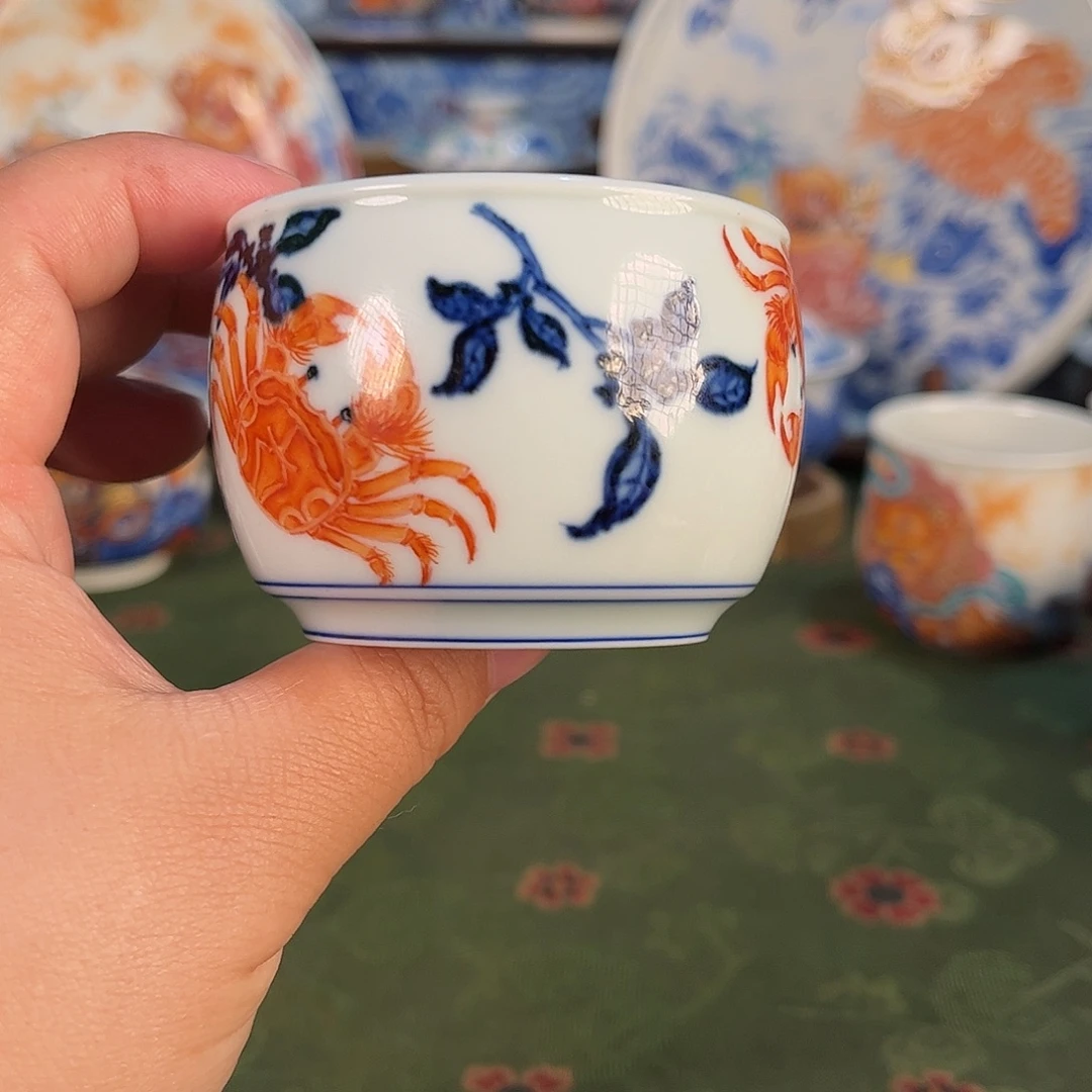 有钱花仿明矾红缸杯