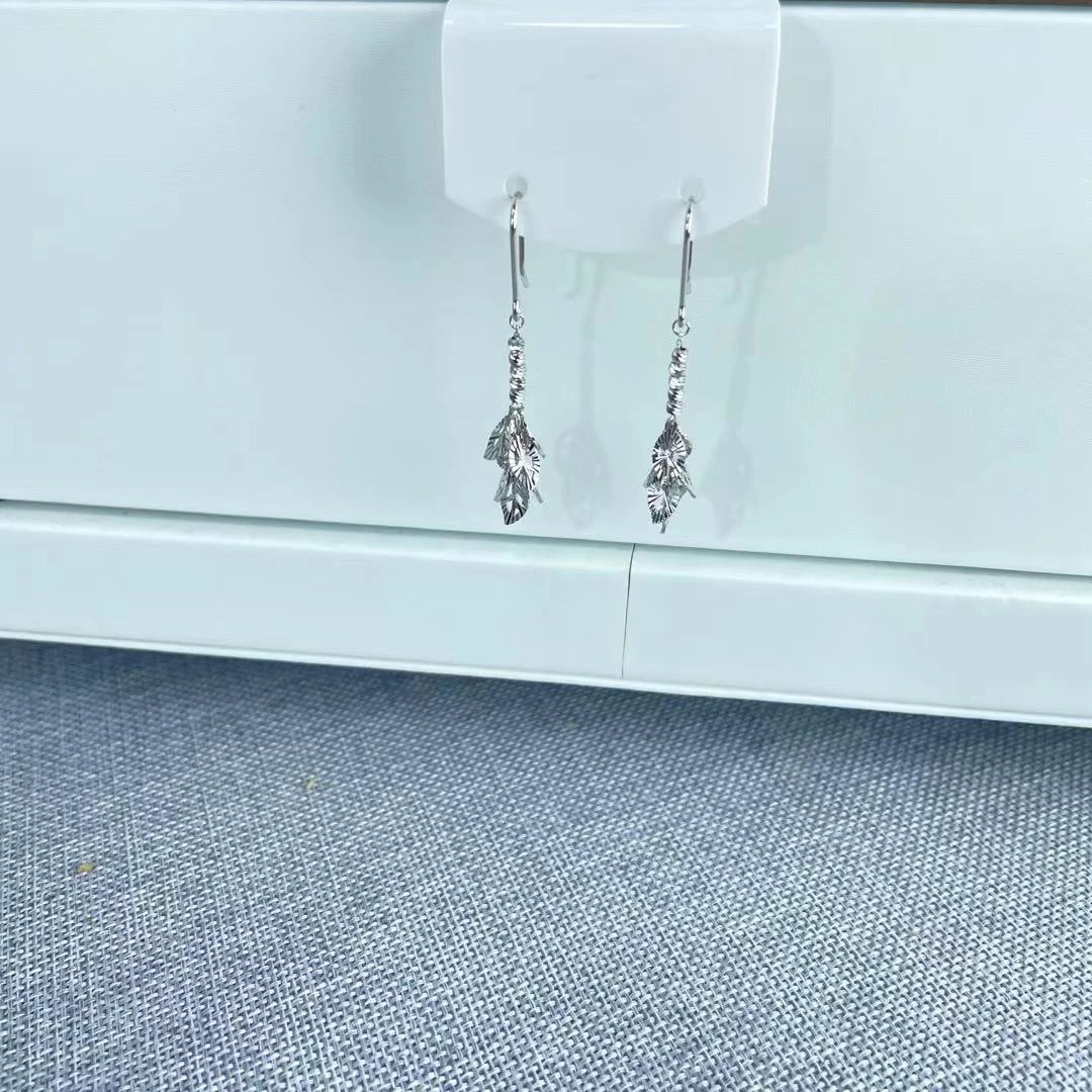 PT950 铂金耳饰  叶子耳钩 气质时尚 长约4.5cm S 12176
