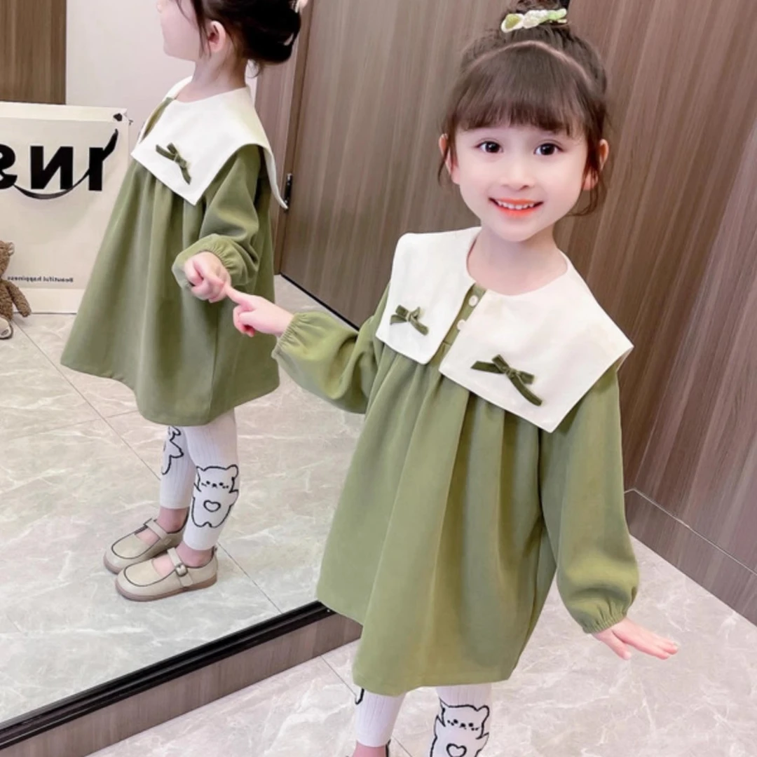 HHkids女宝宝秋装长袖连衣裙新款儿童大翻领裙子童装裙子HQZ832