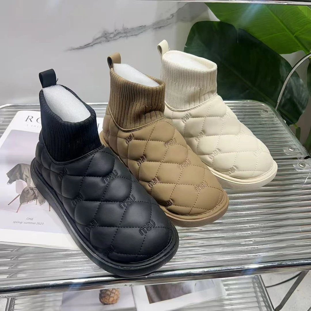 新款冬季雪地靴短筒加绒面包鞋保暖百搭雪地靴1128