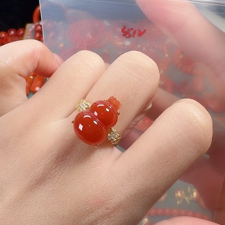 南红玛瑙银S925镶嵌戒指