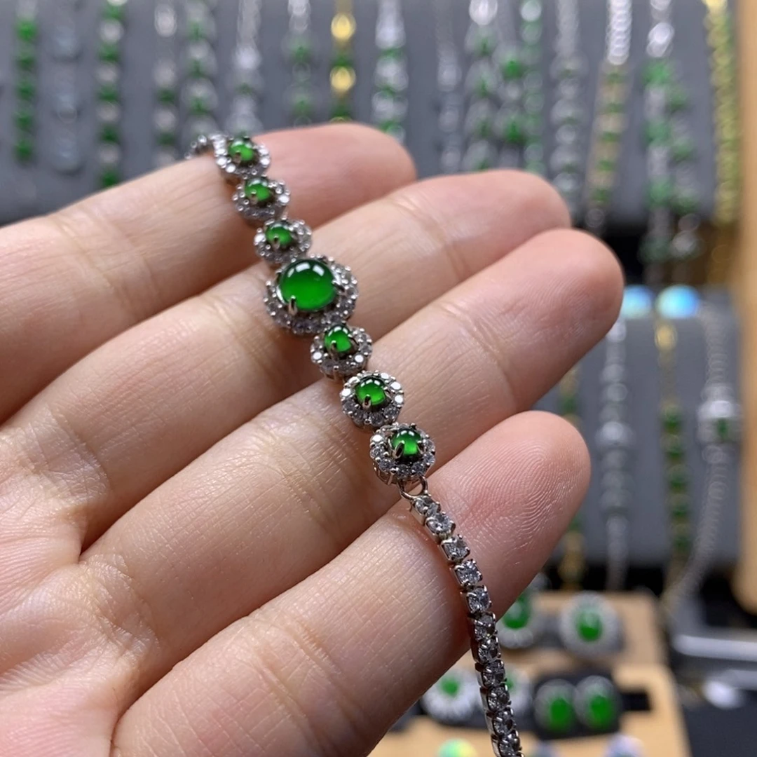 颈饰银S925镶嵌翡翠22号