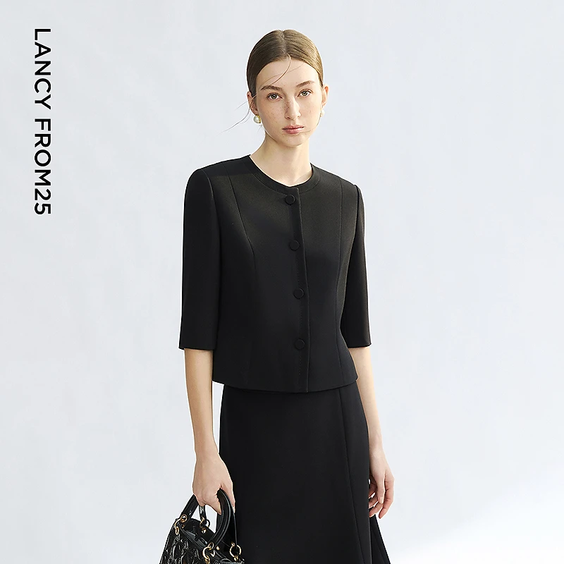 朗姿醋酸气质高级感2025年夏季新款白色短外套薄款通勤小香风女士