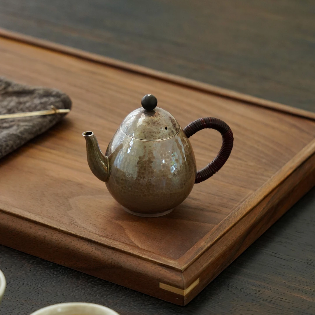 弯嘴圈足龙蛋泡茶壶足银999茶壶纯手工滤网有证书三弯嘴防烫茶室