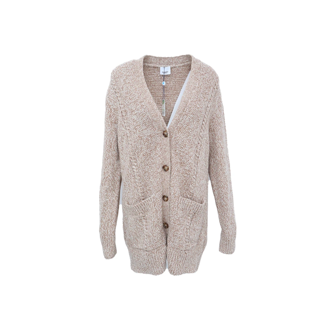99新 BURBERRY/博柏利  米驼色 棉 绵羊毛 针织外套 P205944922