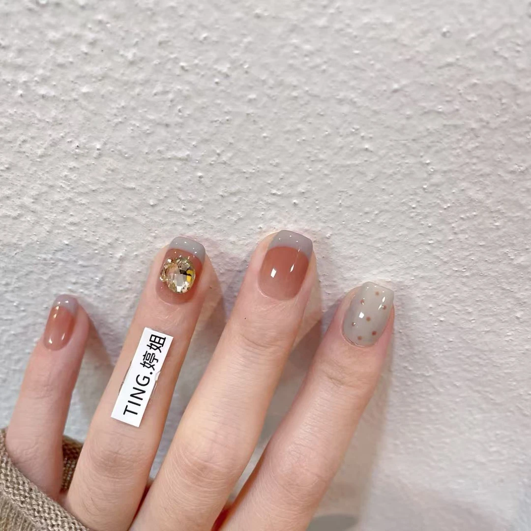 【玛丽亚】裸色冰透气质美甲穿戴甲高颜值手工穿戴甲中长小众穿戴甲