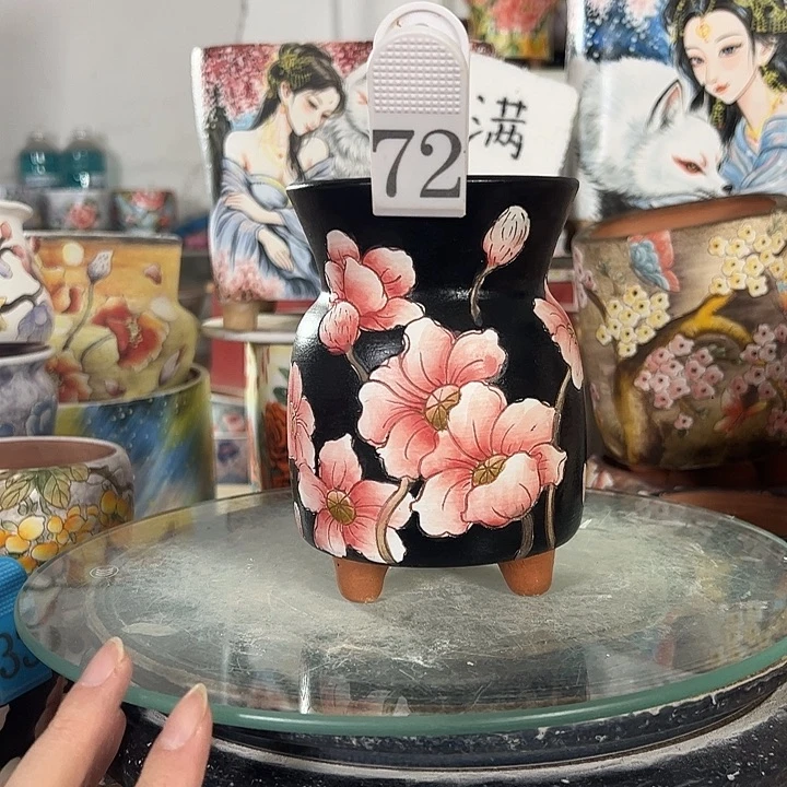 呼***吸景德镇手绘花盆性价比超高