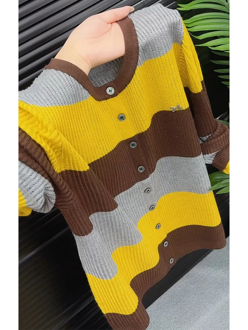 欧货百搭气质慵懒休闲高级感条纹上衣女2025早秋拼接撞色针织衫潮