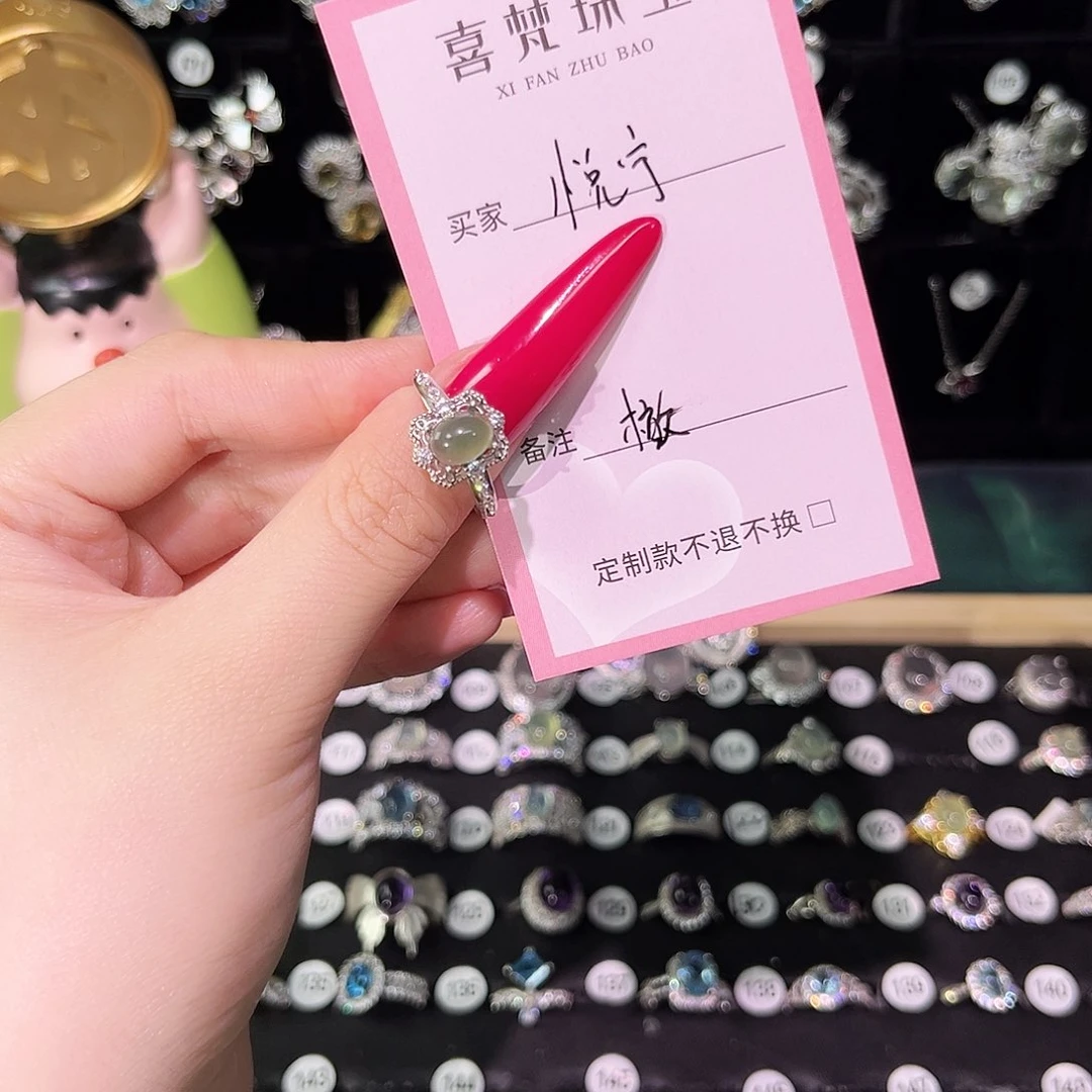 橄榄石戒指银S925镶嵌悦*