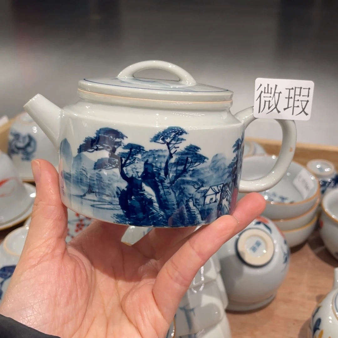 釉下彩纯手绘有瑕