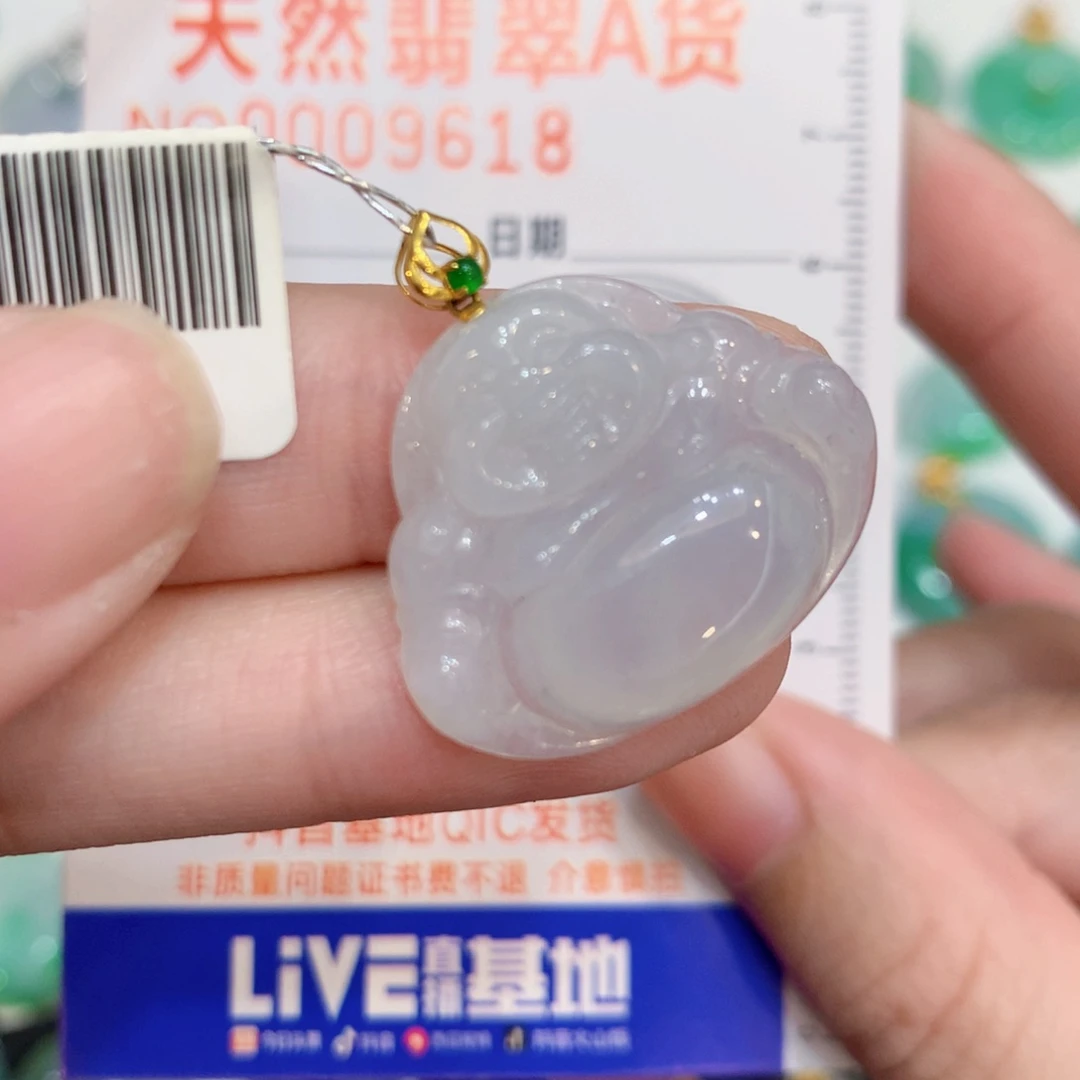 翡翠18K金镶嵌颈饰佛公