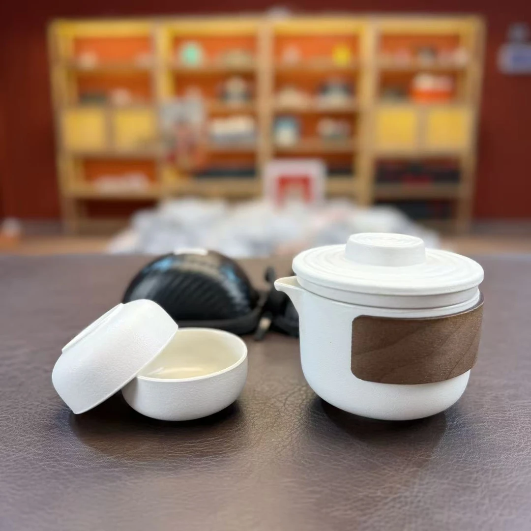 白色旅行茶具小套装随身快客杯旅游泡茶壶茶杯 k0251