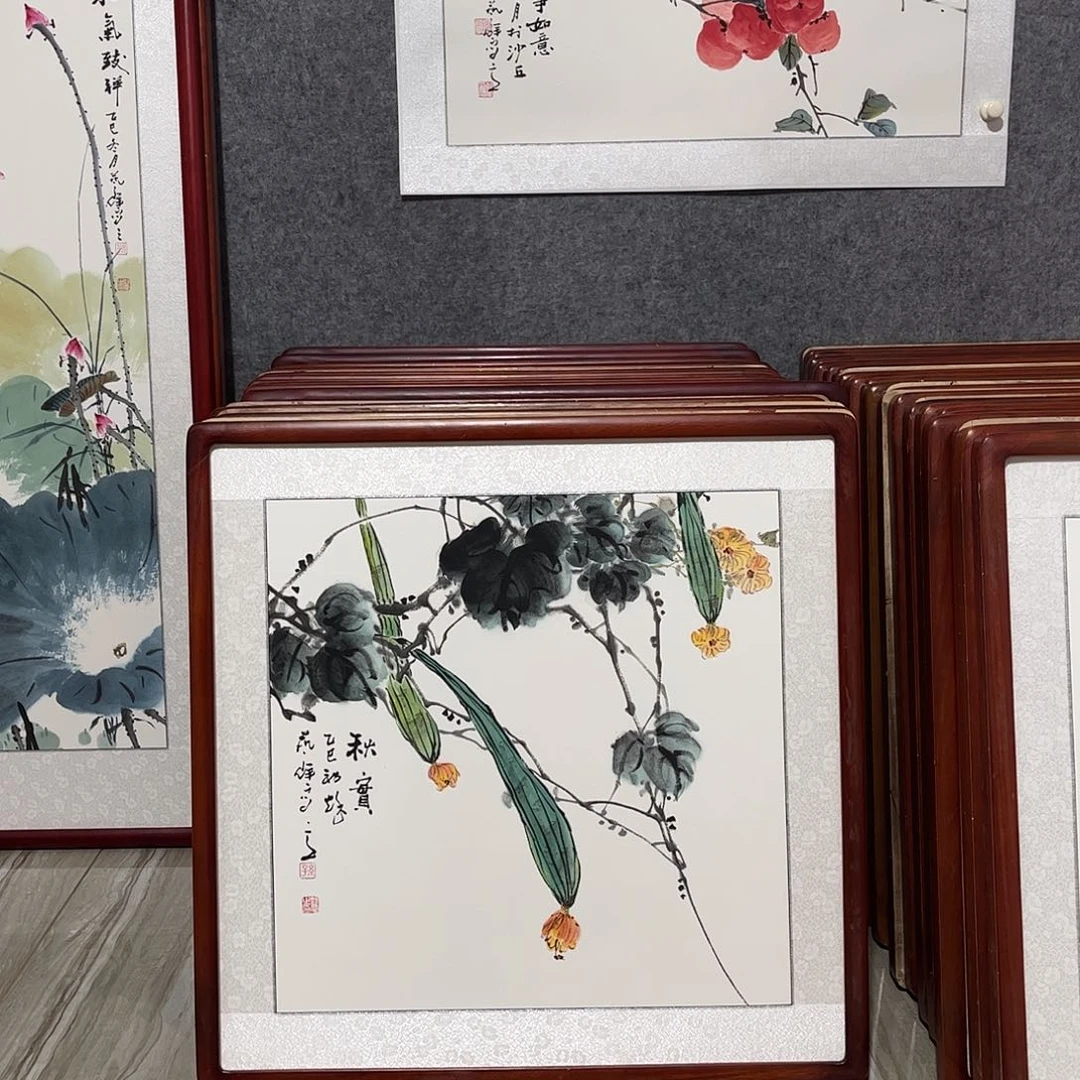 国画书画作品带框63×63