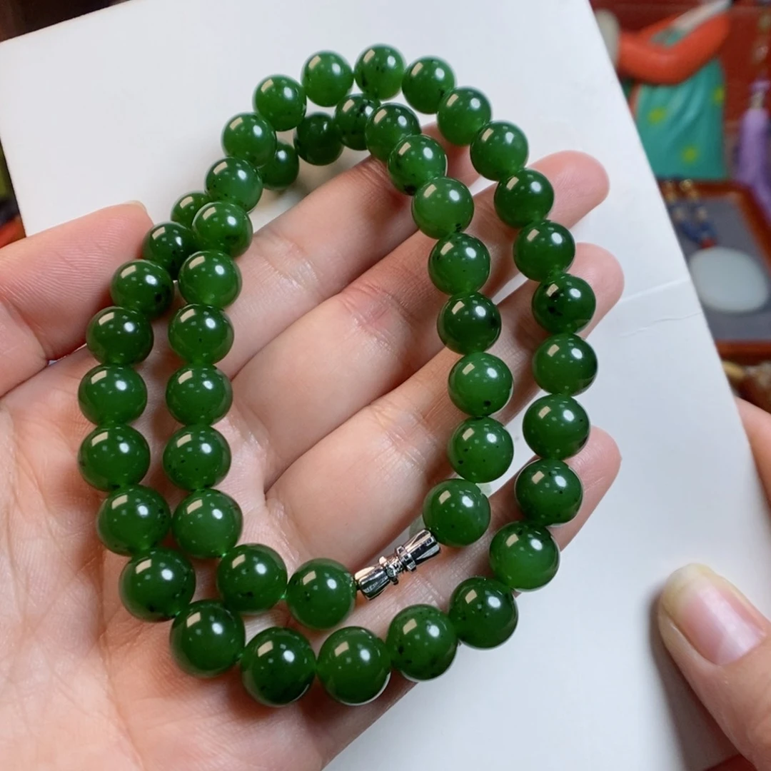 和田玉手链未镶嵌俄罗斯碧玉7号矿碧玉