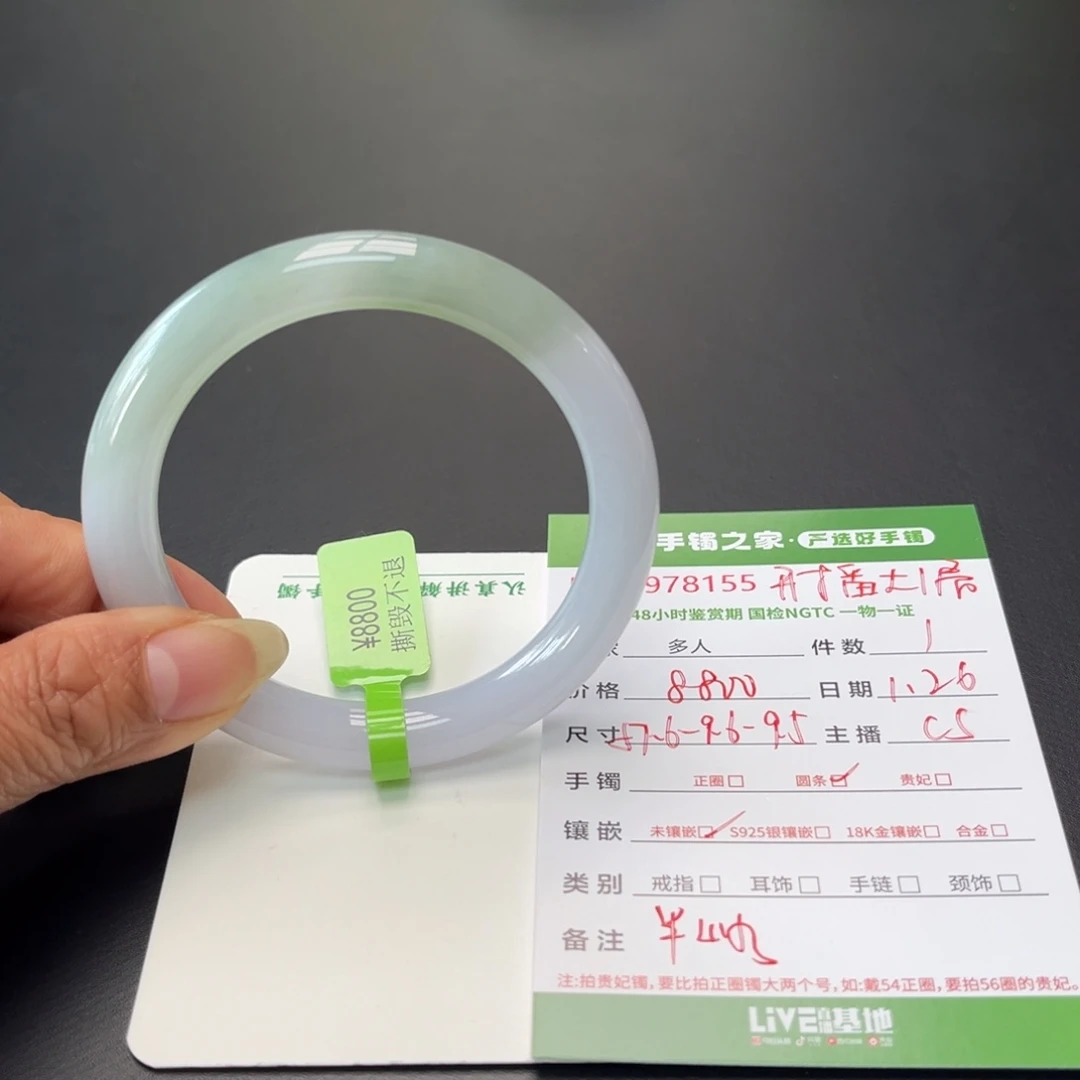 翡翠手镯（圆镯）未镶嵌多人