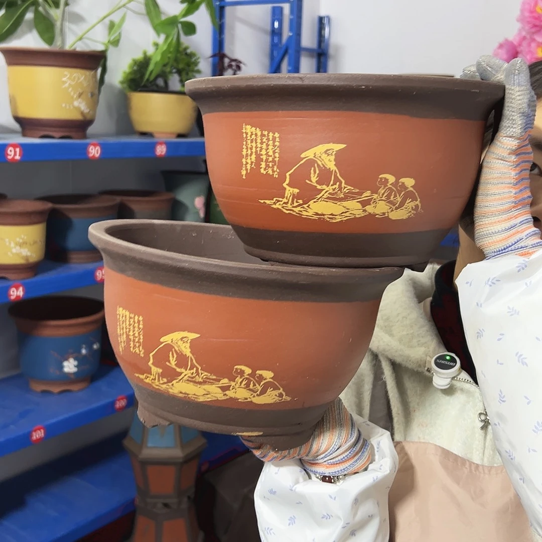 25+25红色孔夫子三角金钟花盆