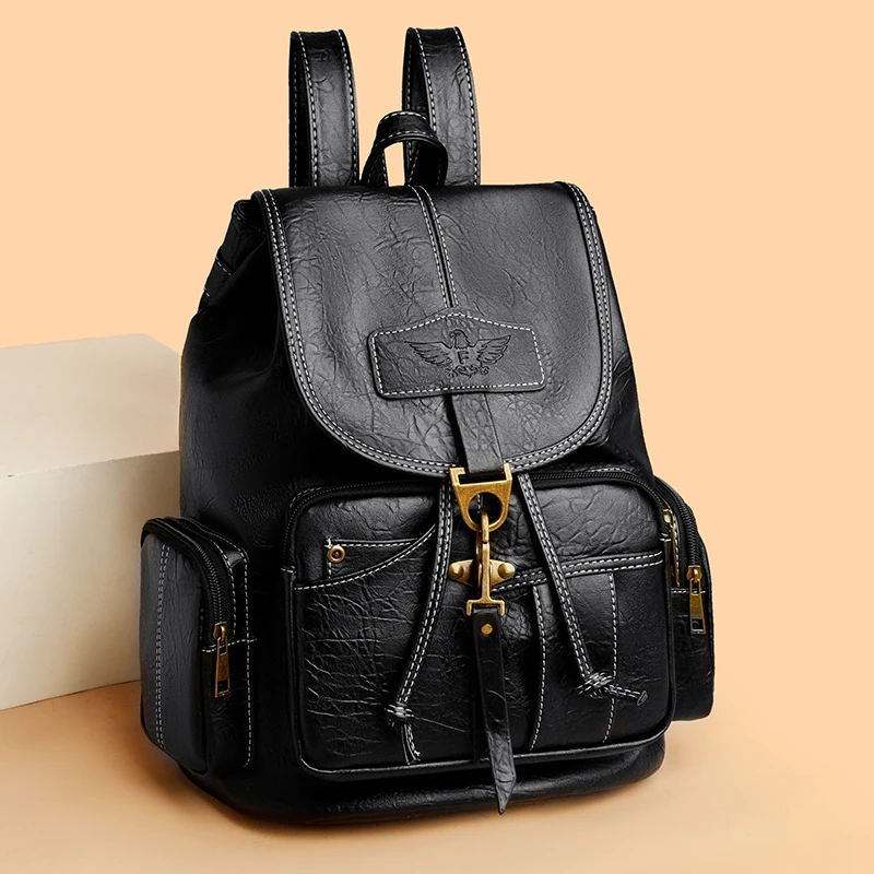 2025新款轻奢女包双肩包简约大气通勤包大容量双肩斜挎女包9796