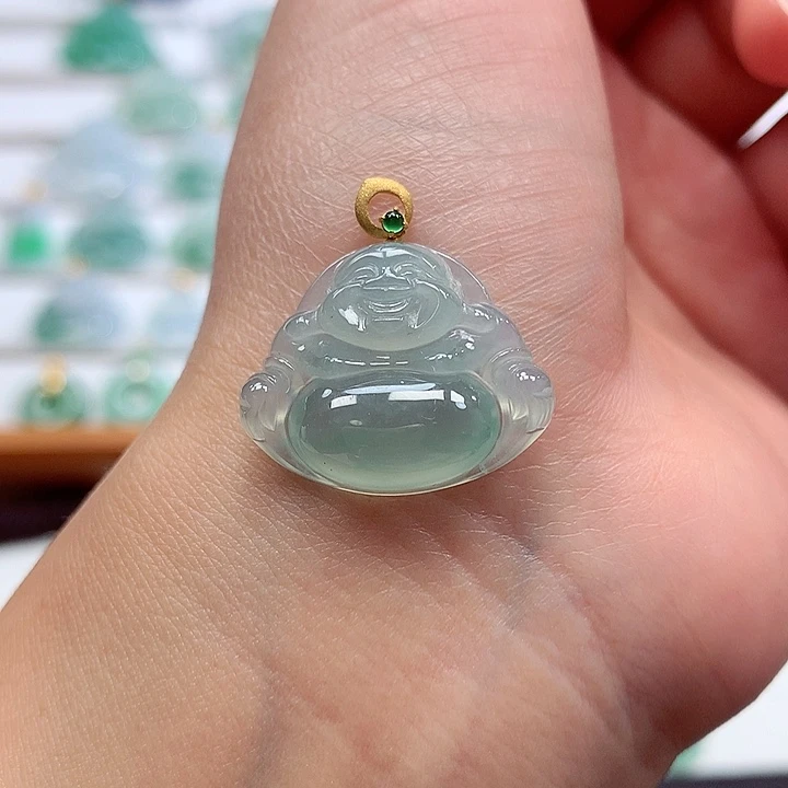 翡翠18K金镶嵌吊坠(赠链)18.8-23-6