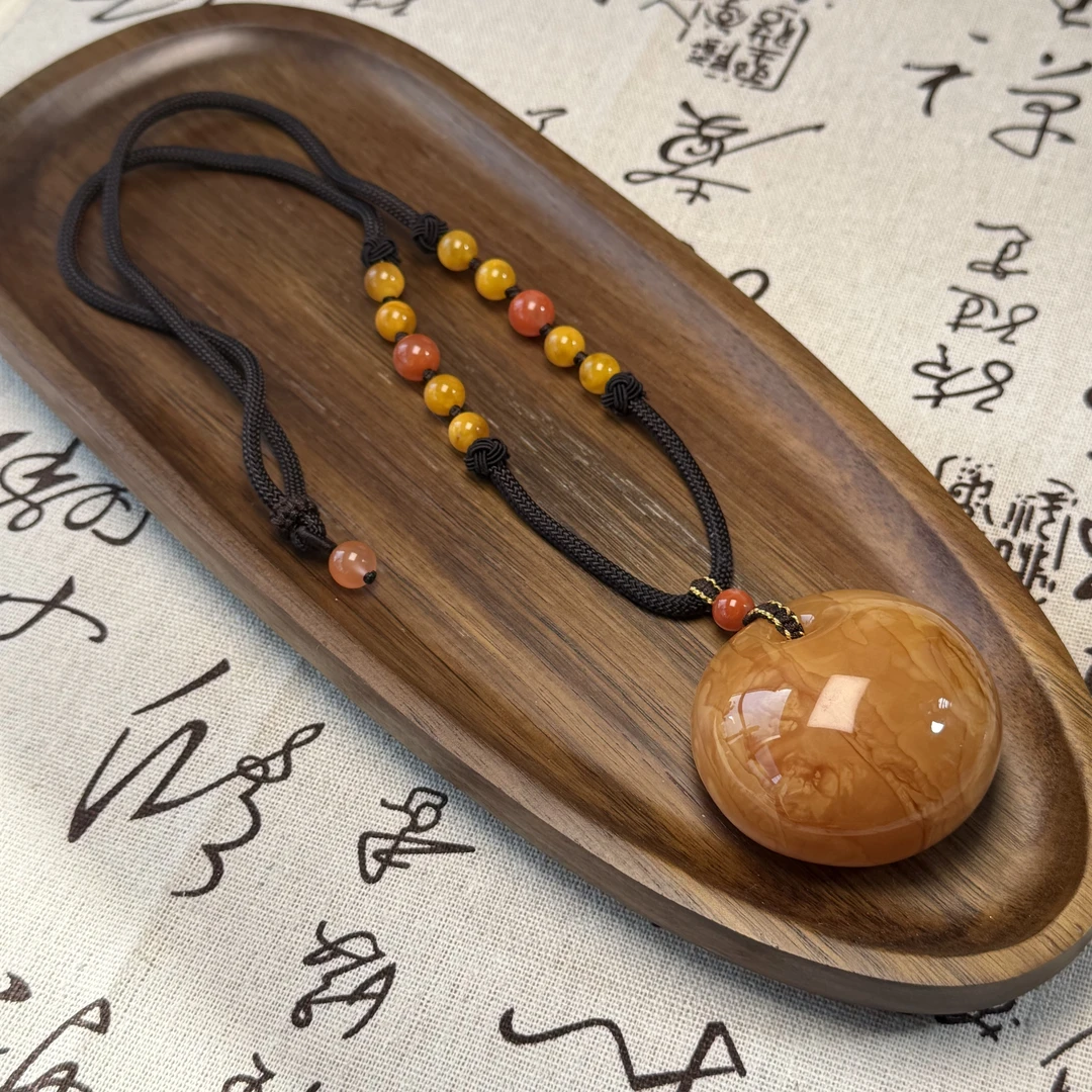 【Y】17号蜜蜡花蜡扣子吊坠