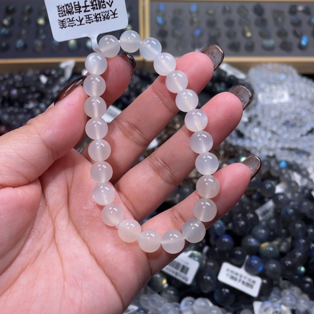 月光石手链未镶嵌Y****_白月光手链8mm+
