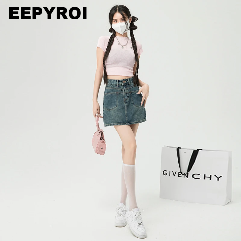 2025辣妹风复古牛仔裙半身裙女夏季高腰显瘦包臀裙短裤裙