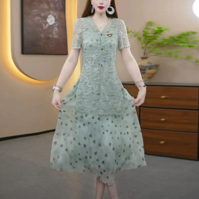 夏天轻奢气质短袖裙子套装女爆款2025新款高级感时尚两件套连衣裙