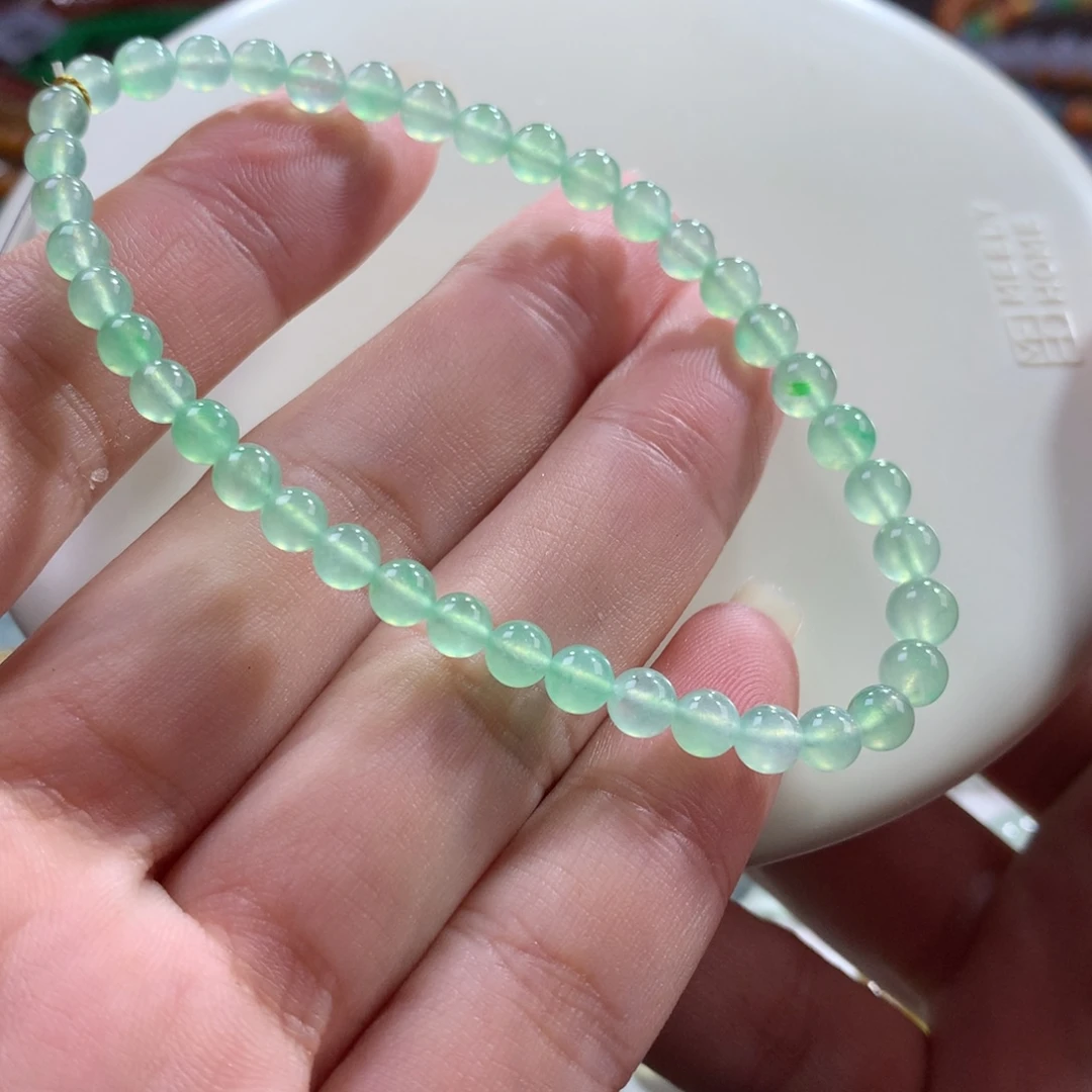 翡翠未镶嵌手链翡翠玻璃钢晴绿卡4.30～5.20+