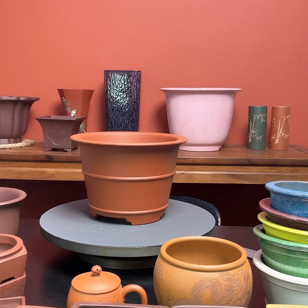 紫砂花盆小*霍腰线花盆