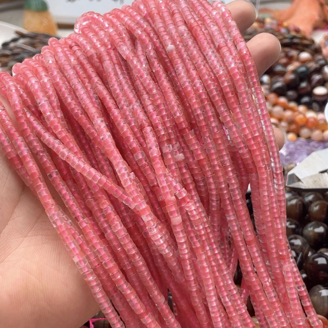 玛瑙/玉髓未镶嵌珠宝半成品一条装卡4mm西瓜晶直切隔片