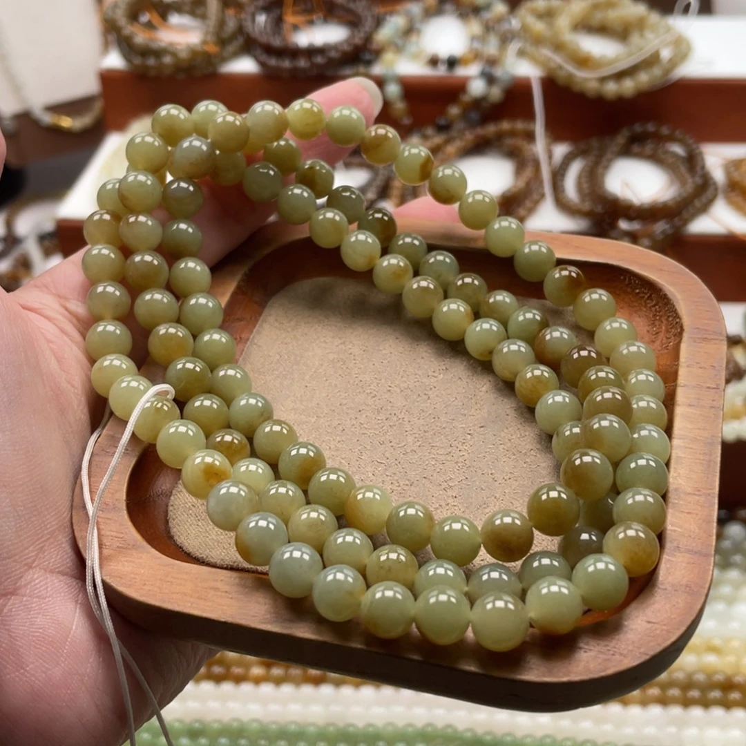 和田玉未镶嵌毛衣链珠串8mm