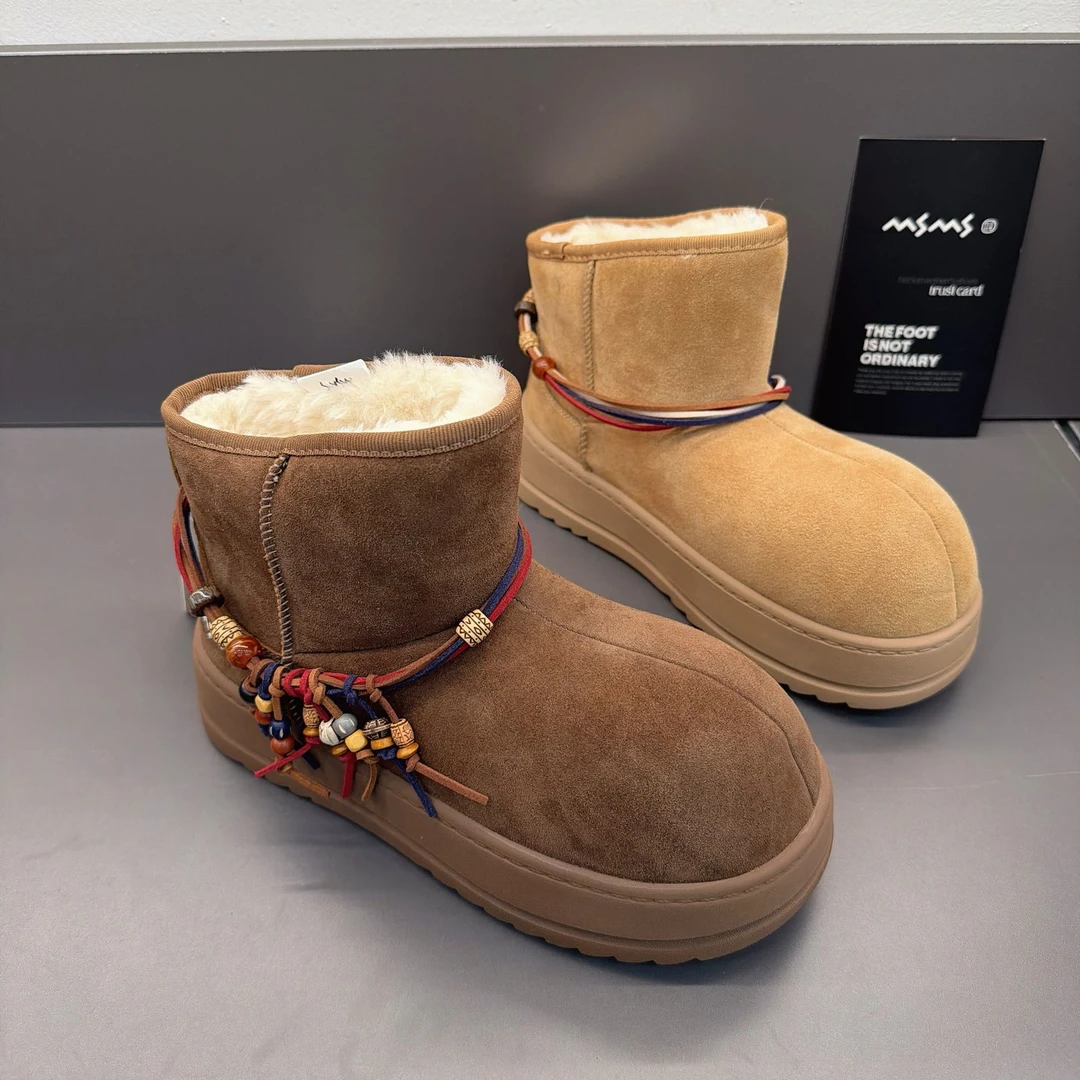 玛莎玛索冬季新款雪地靴28-519时尚百搭休闲圆头厚底卡皮巴拉厚底